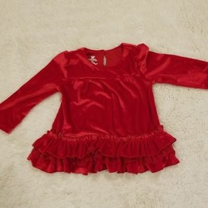 🎉 Koala baby 18mo Red Velour dressy top EUC
